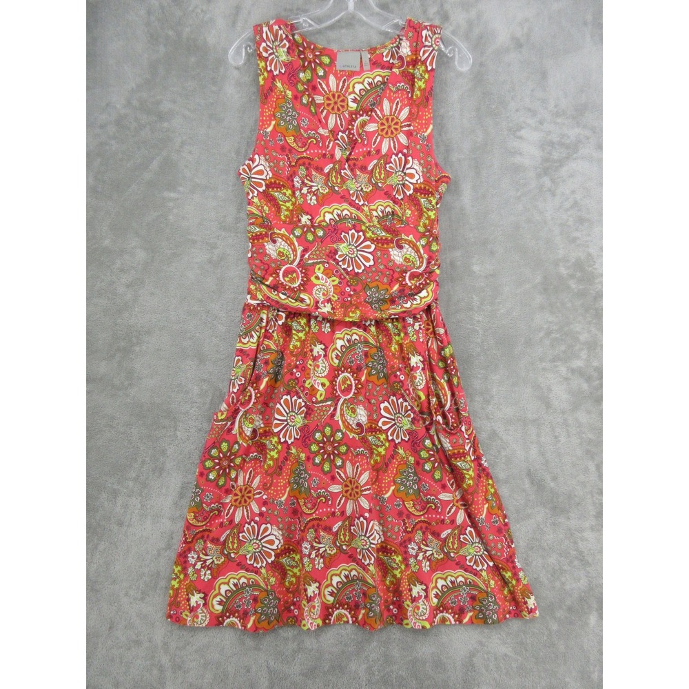 Athleta Dress Womens Size L Floral Paisley Athleisure Stretch Pockets Boho Knit